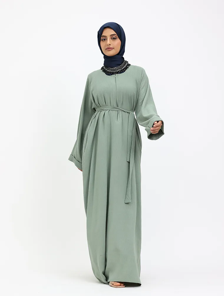 Mint Linen Feel Basic Abaya